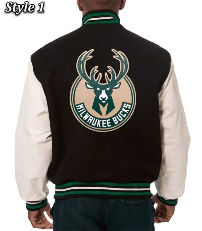 Milwaukee Bucks Black And White Varsity Jacket