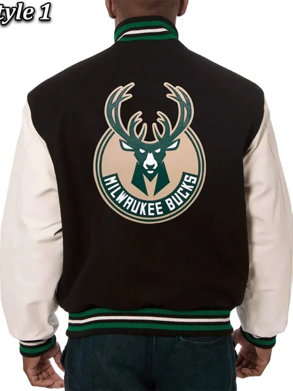 Milwaukee Bucks Black And White Varsity Jacket