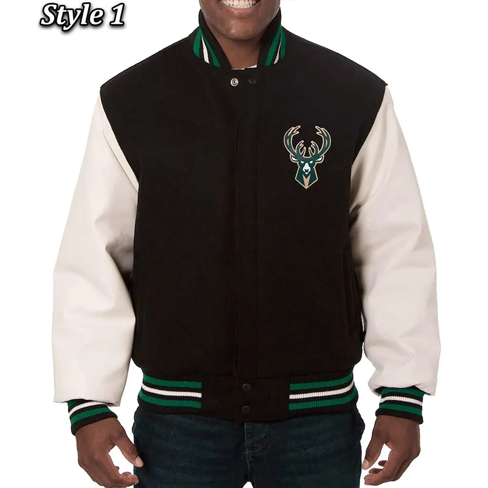 Milwaukee Bucks Black And White Varsity Jacket Milwaukee Bucks Black And White Varsity Jacket