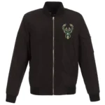 Milwaukee Bucks Black Bomber Nylon Lightweight Jacket