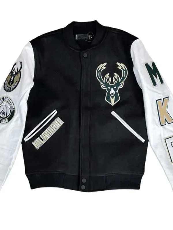 Milwaukee Bucks Black Letterman Jacket