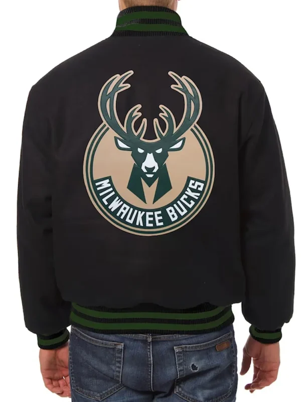 Milwaukee Bucks Black Varsity Wool Jacket