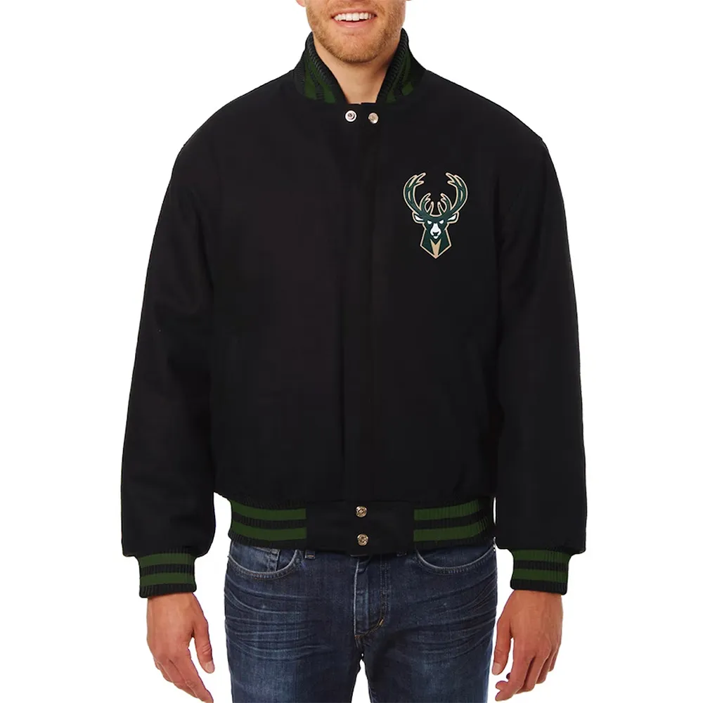 Milwaukee Bucks Black Varsity Wool Jacket Milwaukee Bucks Black Varsity Wool Jacket
