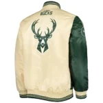 Milwaukee Bucks Fast Break Green And Cream Satin Jacket