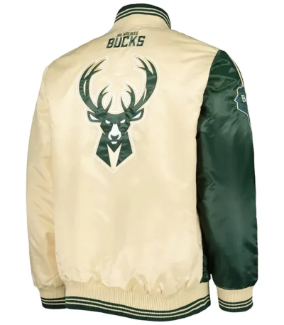 Milwaukee Bucks Fast Break Green And Cream Satin Jacket