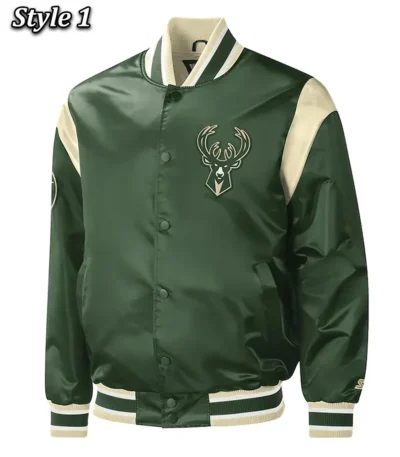 Milwaukee Bucks Force Play Varsity Hunter Green Satin Jacket