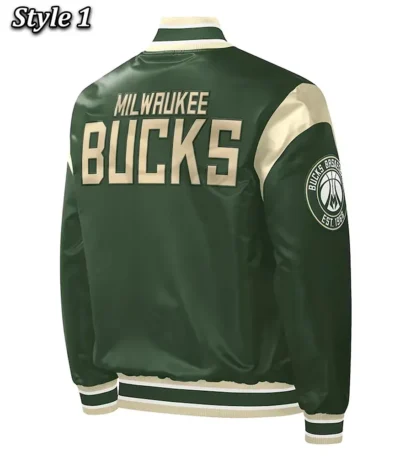 Milwaukee Bucks Force Play Varsity Hunter Green Satin Jacket