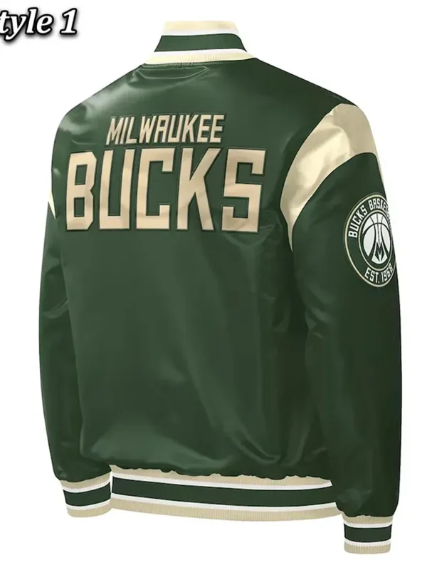 Milwaukee Bucks Force Play Varsity Hunter Green Satin Jacket