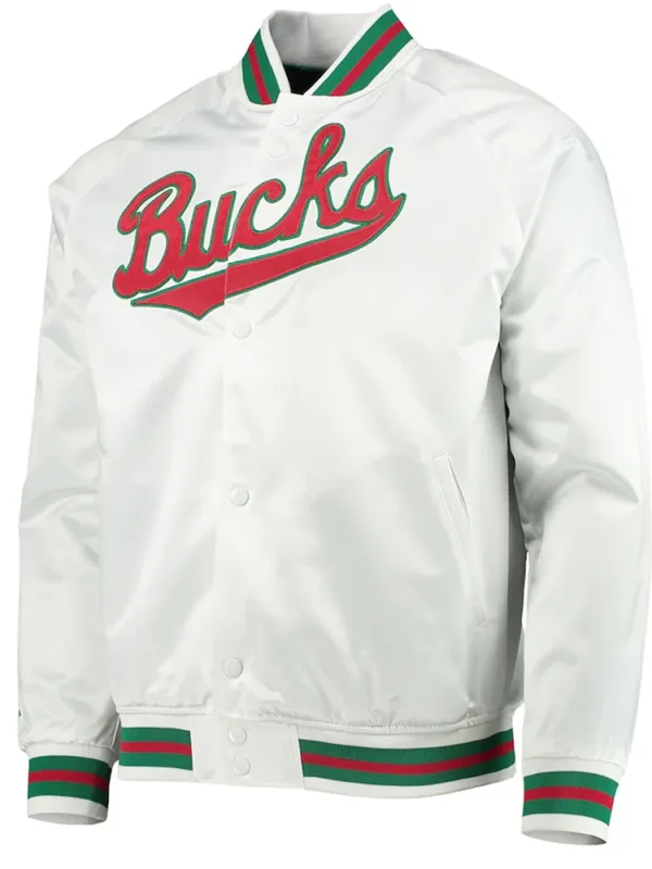Milwaukee Bucks Hardwood Classics White Satin Jacket