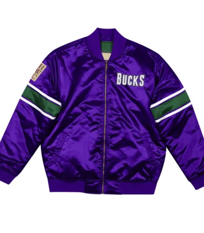 Milwaukee Bucks Heavyweight Purple Satin Jacket