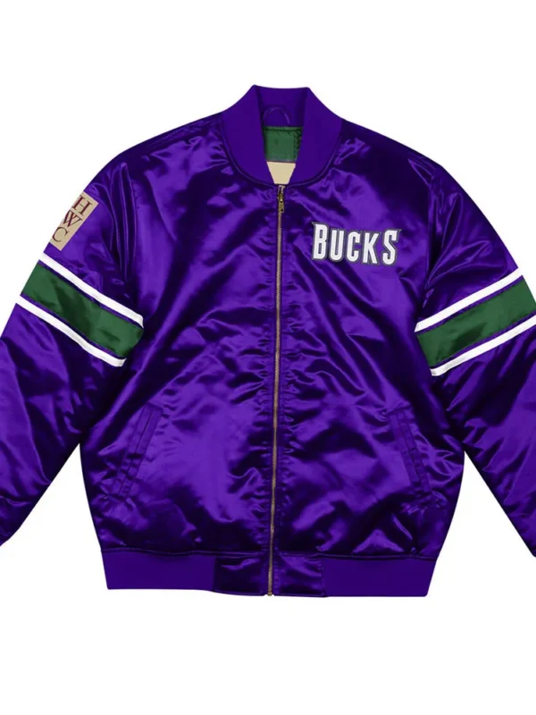 Milwaukee Bucks Heavyweight Purple Satin Jacket
