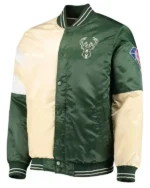 Milwaukee Bucks Leader 75th Anniversary Cream And Green Color Block Jacket