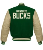 Milwaukee Bucks Letterman Beige And Green Jacket