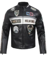 Milwaukee Bucks Moto Leather Jacket