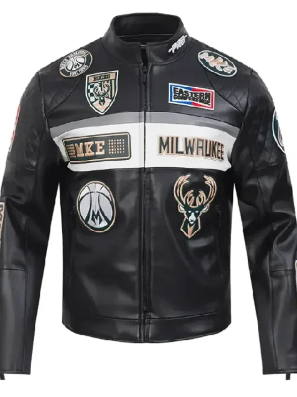Milwaukee Bucks Moto Leather Jacket