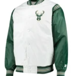 Milwaukee Bucks Starter Satin White And Green Jacket