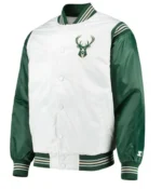 Milwaukee Bucks Starter Satin White And Green Jacket
