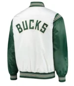Milwaukee Bucks Starter Satin White And Green Jacket