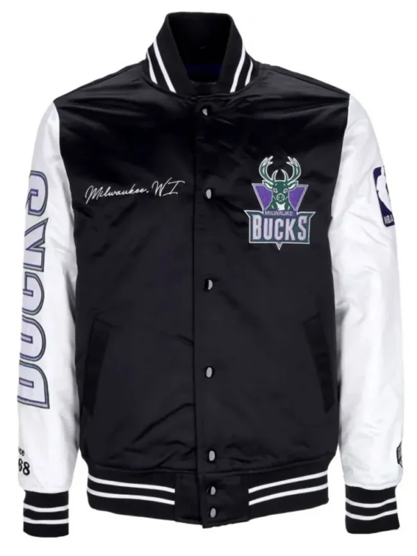 Milwaukee Bucks Team Origins Varsity Satin Jacket