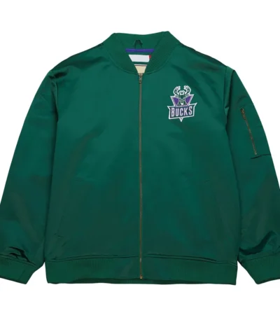 Milwaukee Bucks Vintage Logo Green Lightweight Satin Jacket