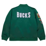 Milwaukee Bucks Vintage Logo Green Lightweight Satin Jacket