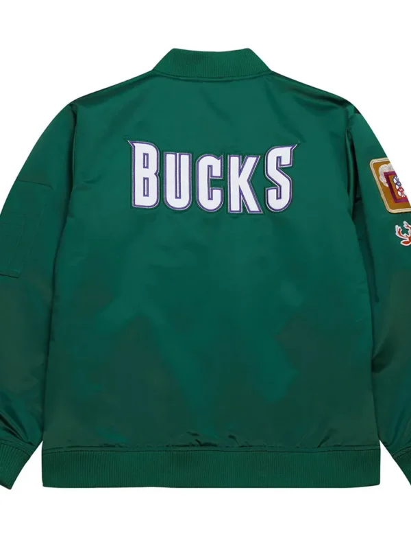 Milwaukee Bucks Vintage Logo Green Lightweight Satin Jacket