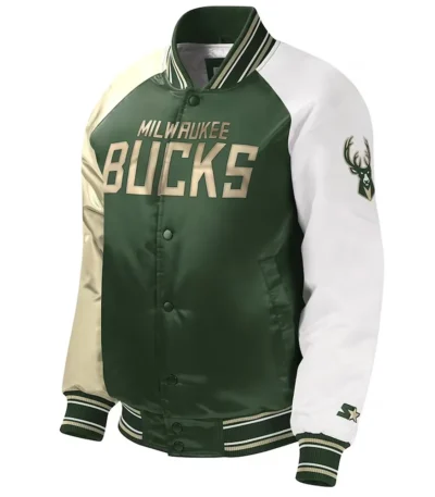 Milwaukee Bucks Youth Hunter Green Varsity Satin Jacket