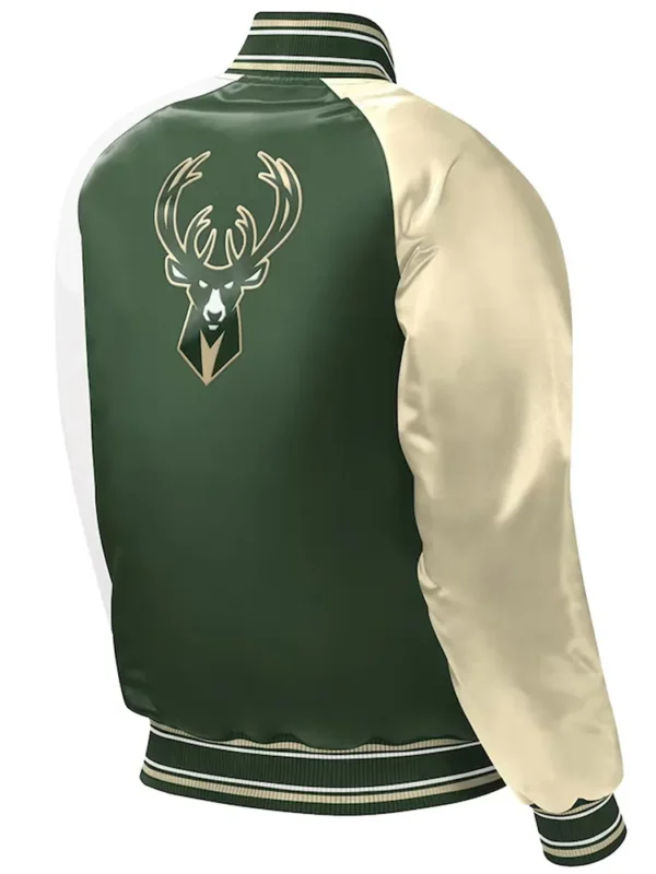 Milwaukee Bucks Youth Hunter Green Varsity Satin Jacket
