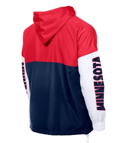Minnesota Twins Color Block Navy-Red Hoodie Windbreaker
