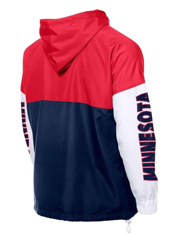 Minnesota Twins Color Block Navy-Red Hoodie Windbreaker