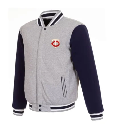 Minnesota Twins Gray/Navy Wool Varsity Jacket