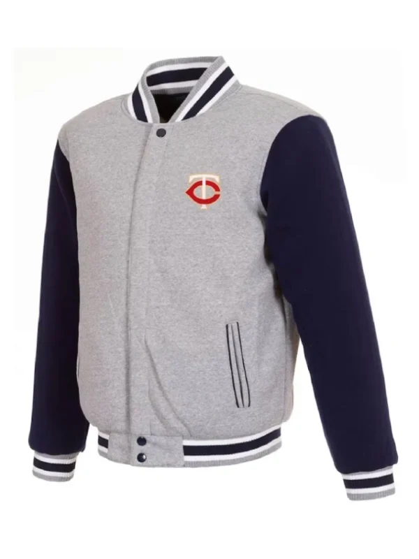 Minnesota Twins Gray/Navy Wool Varsity Jacket