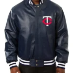 Minnesota Twins Navy Varsity Leather Jacket