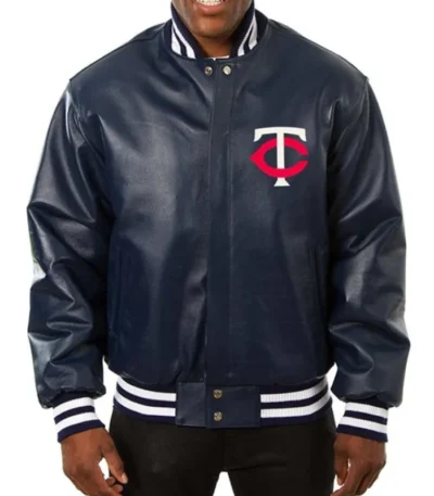 Minnesota Twins Navy Varsity Leather Jacket
