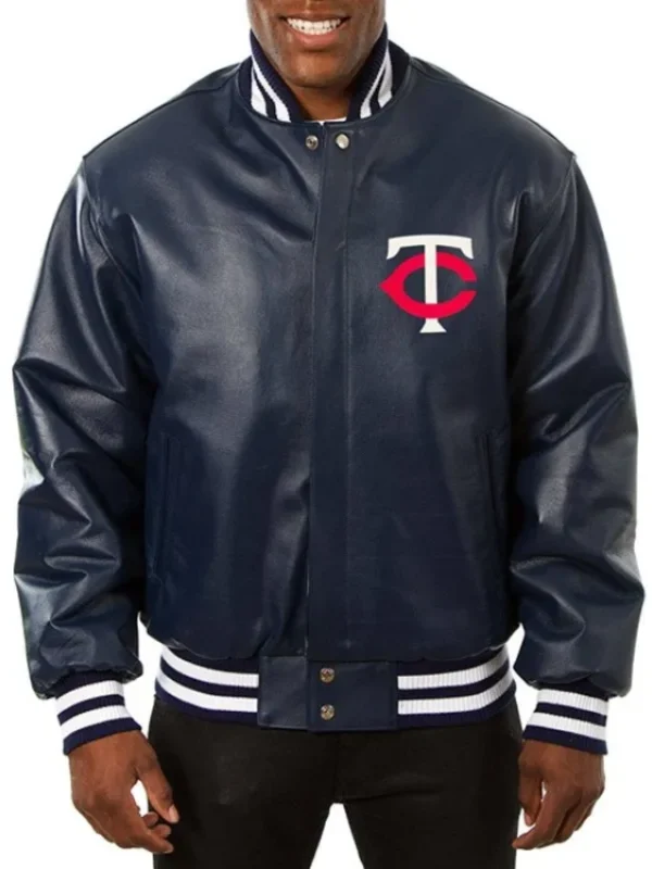 Minnesota Twins Navy Varsity Leather Jacket