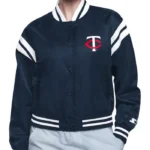 Minnesota Twins Printed Logo Satin Varsity Jacket