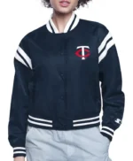 Minnesota Twins Printed Logo Satin Varsity Jacket