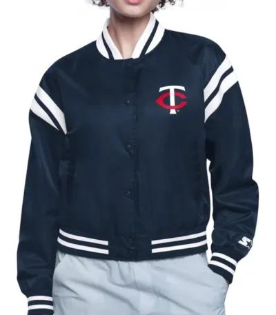 Minnesota Twins Printed Logo Satin Varsity Jacket