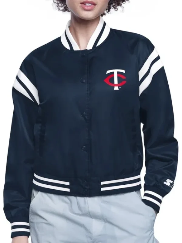 Minnesota Twins Printed Logo Satin Varsity Jacket