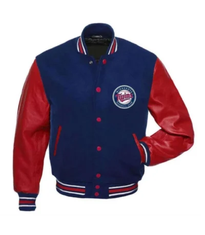 Minnesota Twins Red and Blue Varsity Wool/Leather Jacket