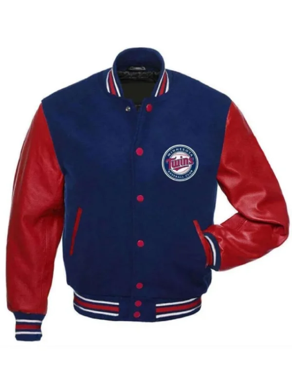 Minnesota Twins Red and Blue Varsity Wool/Leather Jacket