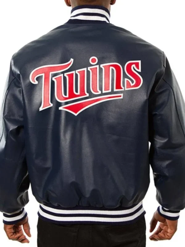 Minnesota Twins Navy Varsity Leather Jacket