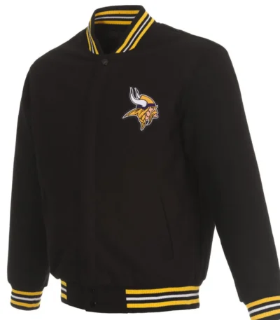 Minnesota Vikings Black Wool Bomber Jacket