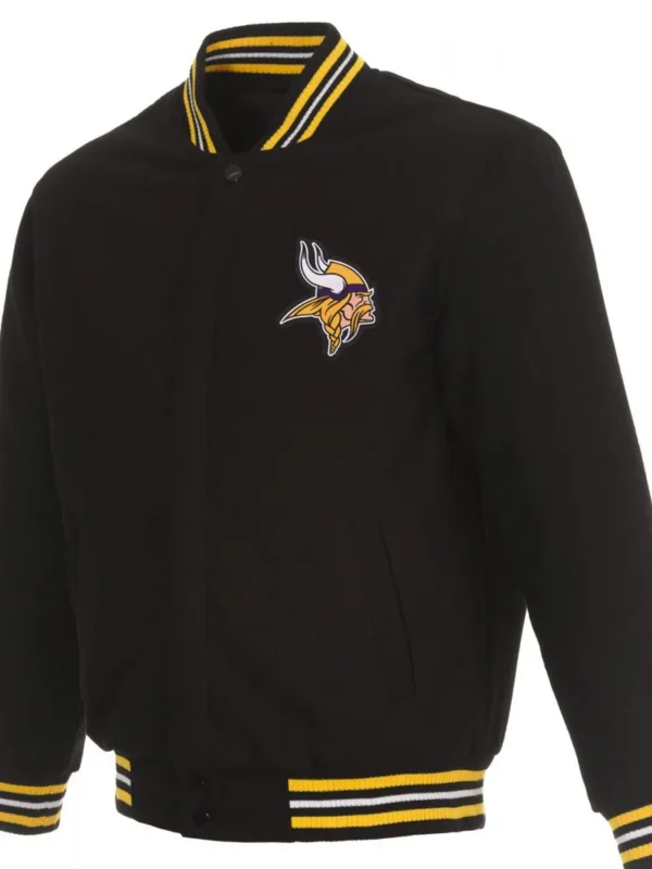Minnesota Vikings Black Wool Bomber Jacket
