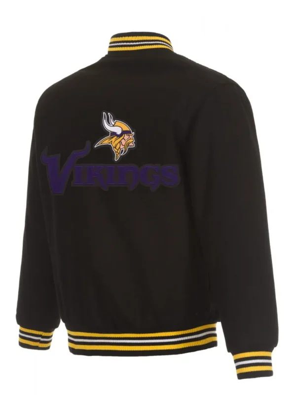 Minnesota Vikings Black Wool Bomber Jacket