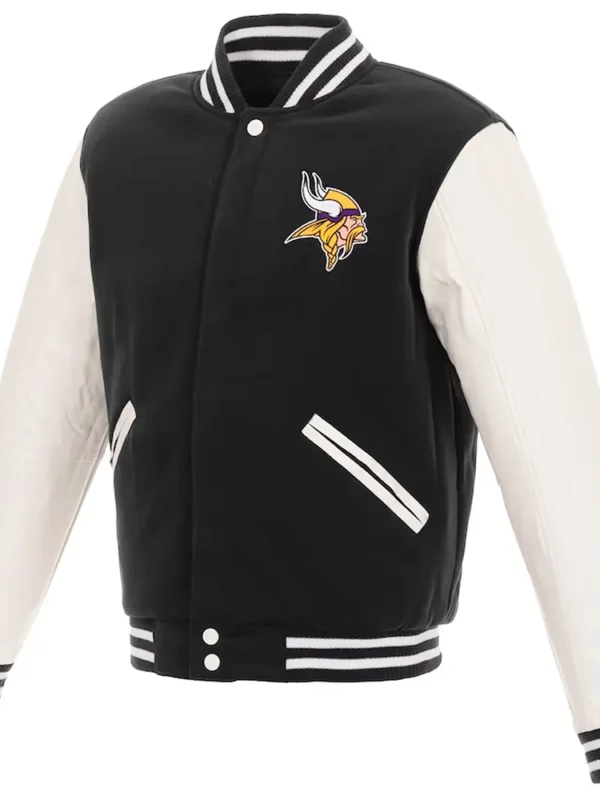 Minnesota Vikings Black and White Varsity Jacket