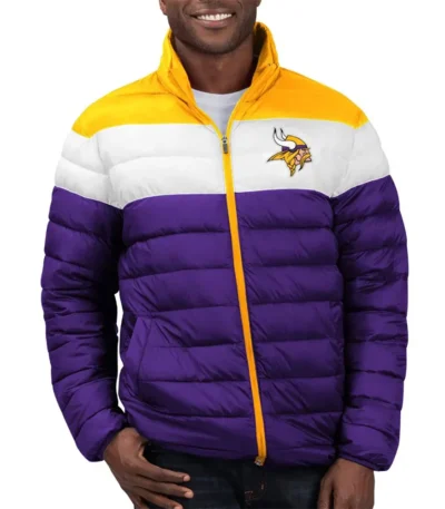 Minnesota Vikings Color Block Quilted Jacket