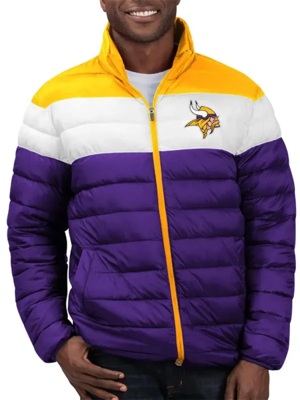 Minnesota Vikings Color Block Quilted Jacket