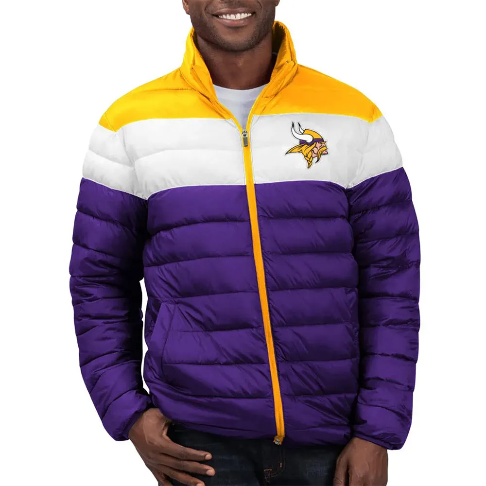 Minnesota Vikings Color Block Quilted Jacket Minnesota Vikings Color Block Quilted Jacket