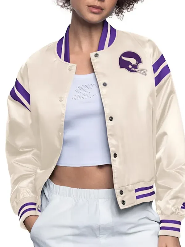 Minnesota Vikings Cream Full Count Satin Jacket